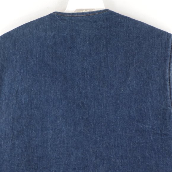 Vintage Faux Shearling Denim Jean Vest Jacket USA - Picture 8 of 9